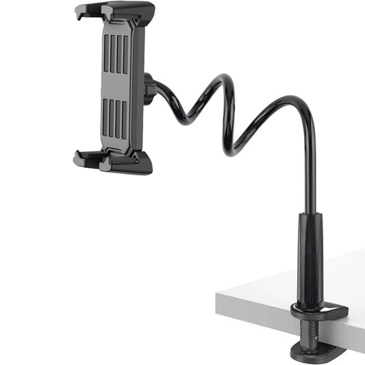 Tablet-Halter mit extra langem 80 cm Schwenkarm für flexible, freihändige Nutzung im Bett oder am Schreibtisch. Universell kompatibel (4–13 Zoll), stabiler Clip-Halt und individuell verstellbarer Winkel – ideal für Streaming, Lesen oder Videoanrufe.