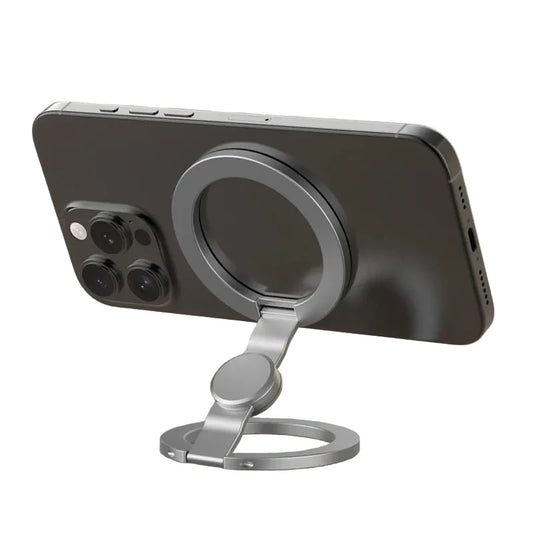 Praktischer MagSafe-Handyhalter für stabile Aufnahmen, komfortables Tippen und freihändiges Arbeiten. Kompakt, faltbar und universell einsetzbar.