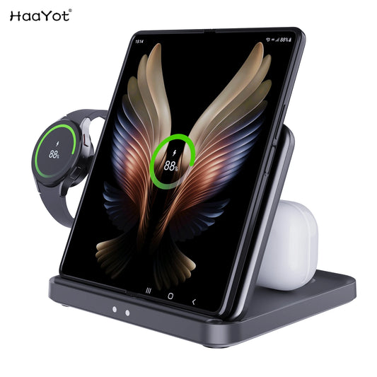 HaaYot 3-in-1 Faltbare Wireless Charging Station für Galaxy Z Flip & Fold 5/6/7