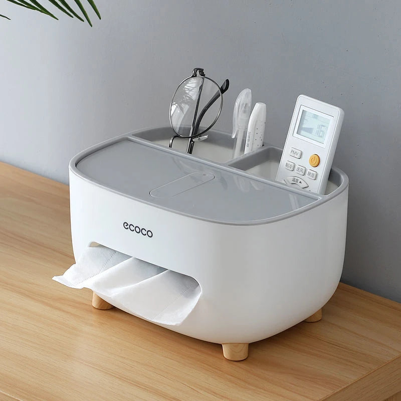 Moderne Taschentuchbox mit integriertem Organizer für mehr Ordnung und Komfort im Büro, Homeoffice oder Zuhause. Das 2-in-1 Design bietet Platz für Taschentücher, Smartphone, Stifte, Kabel und kleine Accessoires. Wasserfest, pflegeleicht und mit minimalistischem Design – ideal für einen aufgeräumten Arbeitsplatz oder Wohnbereich.