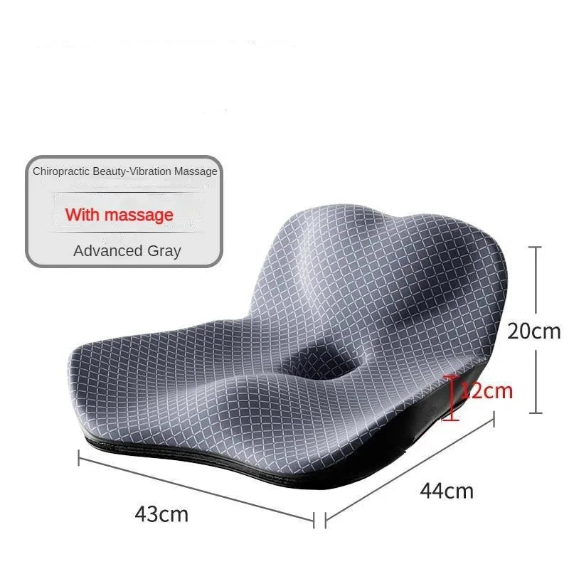 Ergonomisches Sitzkissen aus Memory-Schaum für Büro, Homeoffice oder Zuhause. Entlastet Lenden- und Steißbeinbereich, unterstützt aufrechte Sitzhaltung und bietet optional Massagefunktion. Abnehmbarer Bezug für einfache Reinigung.