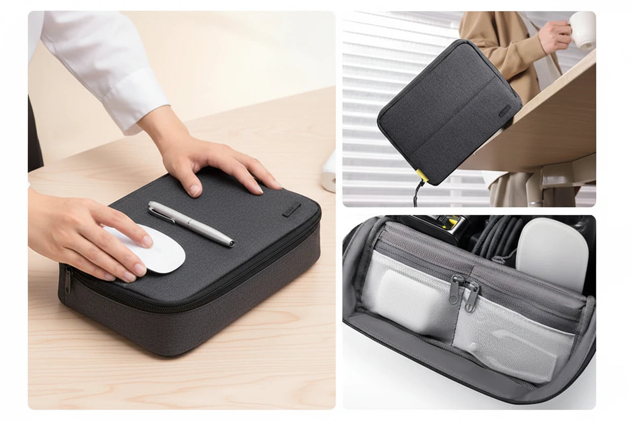 Kompakte, tragbare Tasche für Powerbanks, Kabel & Zubehör – stoßfest, kratzsicher und ideal für Büro, Reisen oder Outdoor.