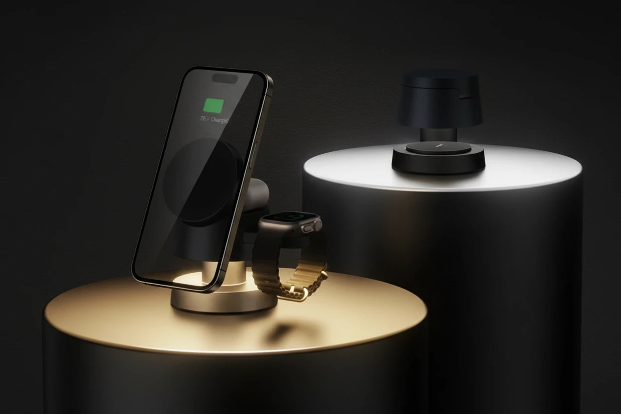 15W Magnetisches Wireless Charger mit Nachtlicht für iPhone, Apple Watch & AirPods