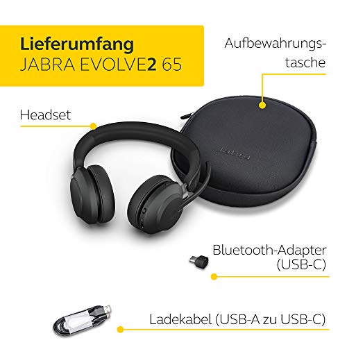 Jabra Evolve2 65 Wireless Headset – Noise Cancelling, mit langer Akkulaufzeit