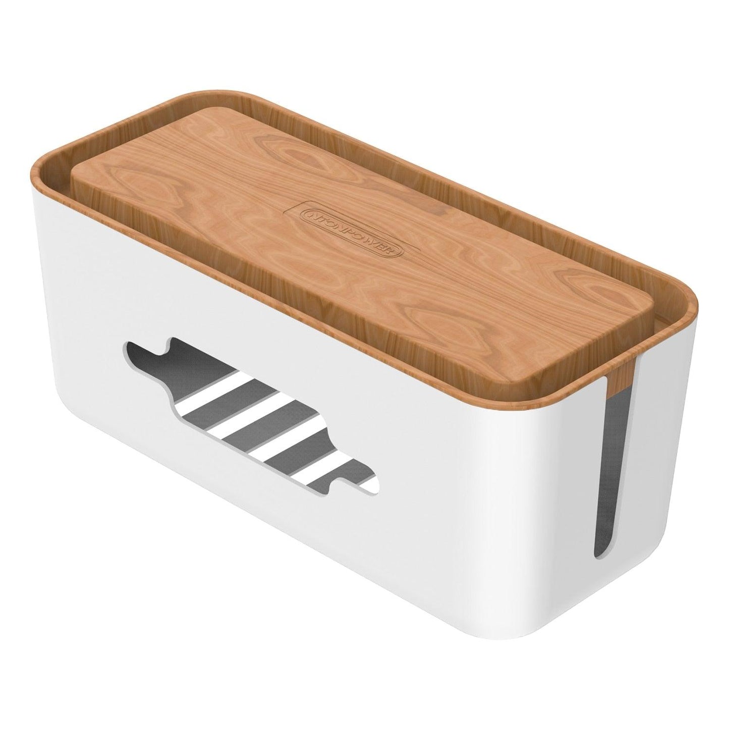 Kabel Management Box mit Deckel und Smartphone Halter - Smarter Home Office - Smartes Arbeiten im Home Office und Unterwegs