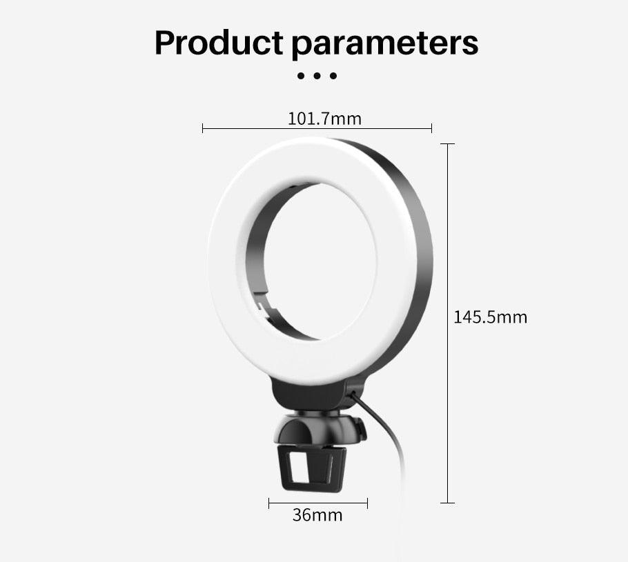 Kompaktes Mini Video Ringlicht mit Clip & Stativ - Smarter Home Office - Smartes Arbeiten im Home Office und Unterwegs