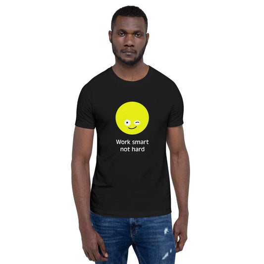 Kurzärmeliges Unisex-T-Shirt "Work smart not hard" Black Edition - Smarter Home Office - Smartes Arbeiten im Home Office und Unterwegs