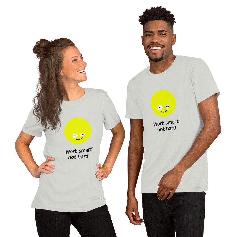 Kurzärmeliges Unisex-T-Shirt "Work smart not hard" - Smarter Home Office - Smartes Arbeiten im Home Office und Unterwegs