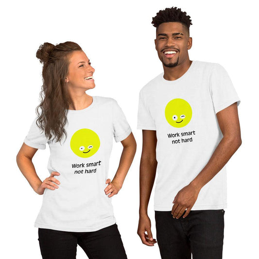 Kurzärmeliges Unisex-T-Shirt "Work smart not hard" - Smarter Home Office - Smartes Arbeiten im Home Office und Unterwegs