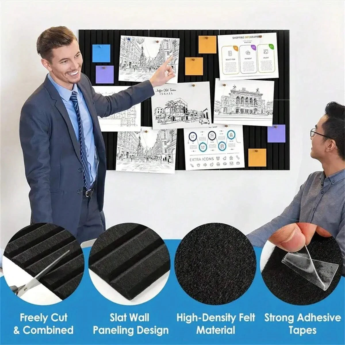 6er-Set Büro-Filz-Pinnwände – Lärmreduzierende Wandtafeln für Notizen, Fotos & Memo