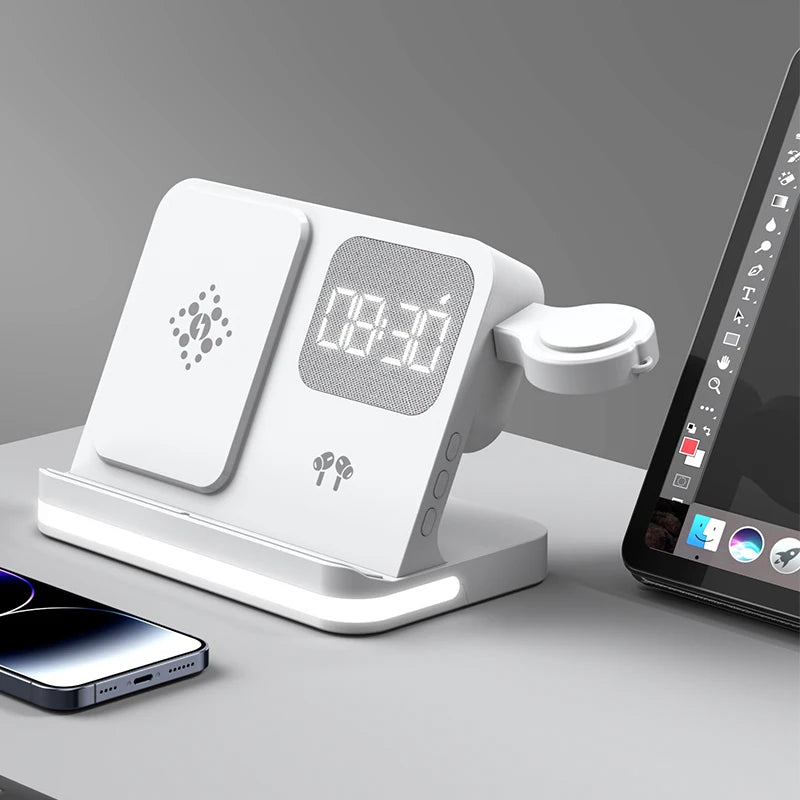 4-in-1 Wireless Charger mit Uhr