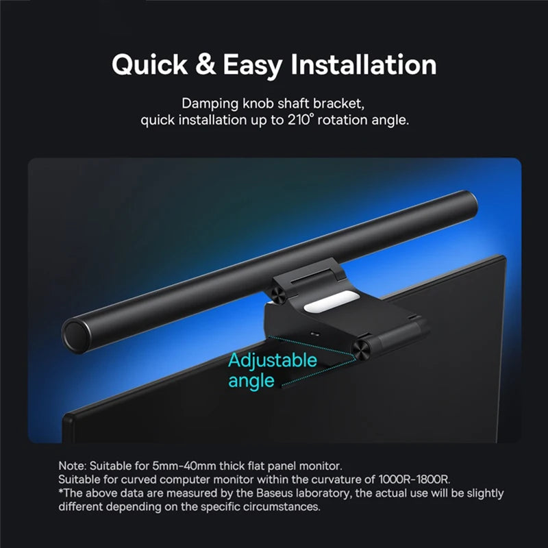 Baseus USB-Bildschirmlampe – Blendfreies, dimmbares Licht – Einstellbare Helligkeit und Farbtemperatur für augenschonendes Arbeiten am Schreibtisch, Monitor oder Laptop. Kein Flackern, keine Reflexionen, sanfte Hintergrundbeleuchtung – ideal für Büro, Homeoffice oder Gaming.