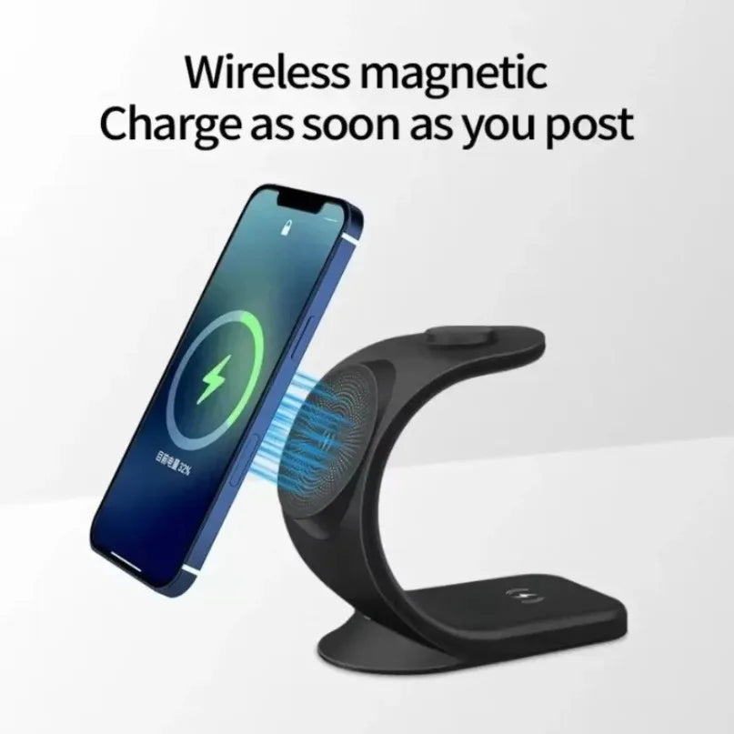 3-in-1 Magnetische Wireless-Ladestation – Schnellladegerät für iPhone, iWatch & AirPods