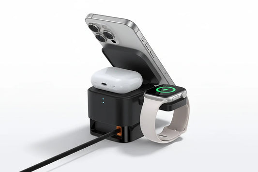 Baseus 3-in-1 Magnetische 25W Wireless Ladestation – iPhone, AirPods & Apple Watch
Laden Sie iPhone, AirPods und Apple Watch gleichzeitig kabellos mit bis zu 25W. Der starke Magnet hält Ihr iPhone sicher, während die vertikale Dock-Station Platz spart und Kabelsalat reduziert. Kompatibel mit MagSafe-iPhones, AirPods Wireless Case und allen Apple Watch Modellen – ideal für Zuhause, Büro oder unterwegs.