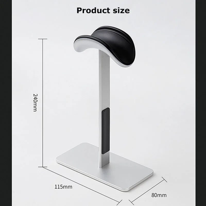 Eleganter Kopfhörerständer aus Aluminiumlegierung für sichere Aufbewahrung von Over-Ear-Headsets wie AirPods Max. Stabiler Desktop-Stand mit rutschfesten Silikonpads – ideal für Schreibtisch, Gaming-Setup oder Homeoffice