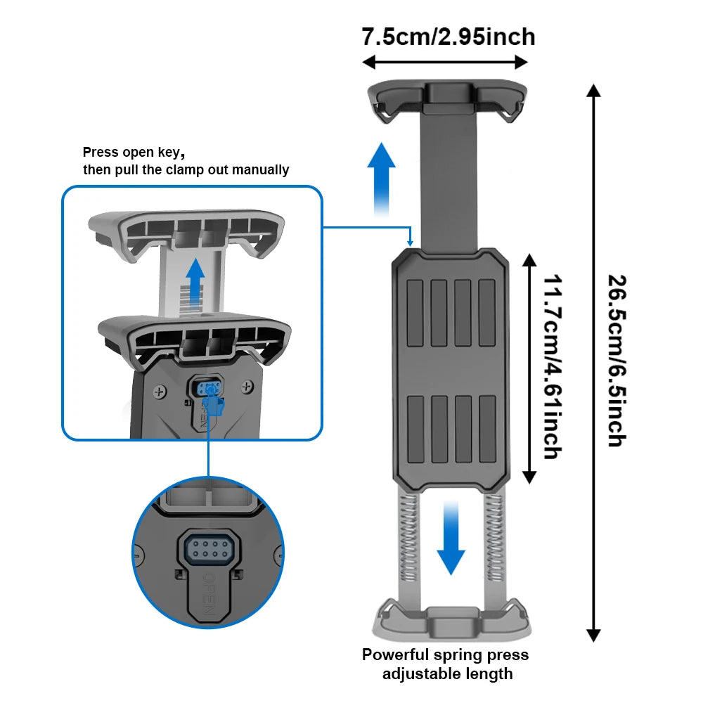 Tablet-Halter mit extra langem 80 cm Schwenkarm für flexible, freihändige Nutzung im Bett oder am Schreibtisch. Universell kompatibel (4–13 Zoll), stabiler Clip-Halt und individuell verstellbarer Winkel – ideal für Streaming, Lesen oder Videoanrufe.