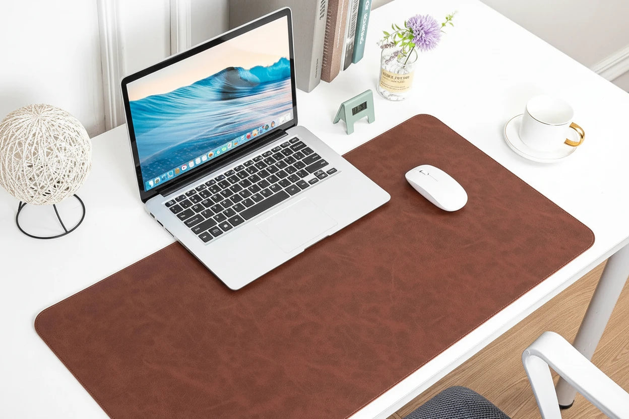 Große Schreibtischunterlage aus Leder – perfektes Setup für dein Home Office
Diese elegante Schreibtischunterlage aus Kunstleder kombiniert Schutz, Komfort und modernes Design. Die glatte Oberfläche ermöglicht präzise Mausbewegungen und ein angenehmes Schreibgefühl, während sie deinen Schreibtisch vor Abnutzung schützt. Perfekt für ein stilvolles und produktives Home Office.
