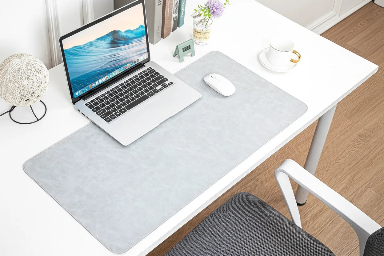 Große Schreibtischunterlage aus Leder – perfektes Setup für dein Home Office
Diese elegante Schreibtischunterlage aus Kunstleder kombiniert Schutz, Komfort und modernes Design. Die glatte Oberfläche ermöglicht präzise Mausbewegungen und ein angenehmes Schreibgefühl, während sie deinen Schreibtisch vor Abnutzung schützt. Perfekt für ein stilvolles und produktives Home Office.