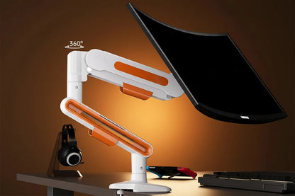 Höhenverstellbare Monitorhalterung mit Gasdruckarm für ergonomisches Arbeiten. Geeignet für 13–32 Zoll Monitore, stabil, flexibel einstellbar und platzsparend – ideal für Büro, Homeoffice und Gaming.
