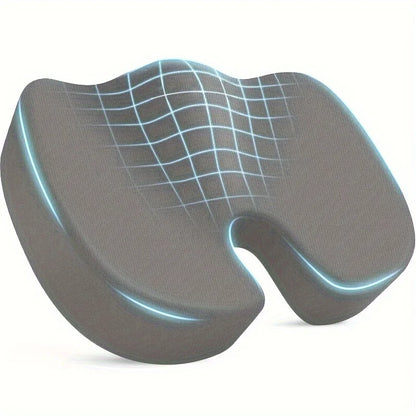 Ergonomisches Sitzkissen aus Memory-Schaum für Büro, Auto und Flugzeug. Unterstützt eine gesunde Sitzhaltung, entlastet Rücken und Gesäß und bleibt dank rutschfester Unterseite sicher an Ort und Stelle. Leicht, komfortabel und vielseitig einsetzbar.