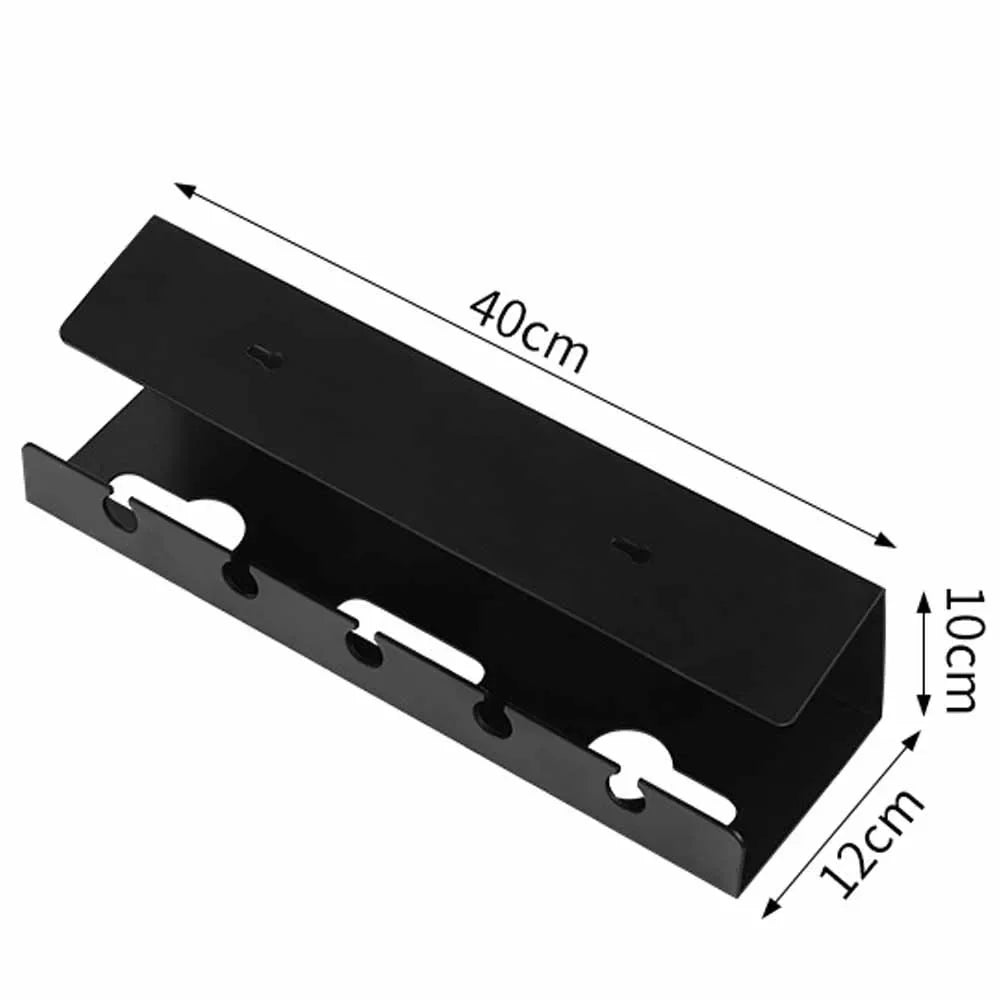 Untertisch Kabelablage aus Metall mit Clamp-Montage ohne Bohren für ordentliches Kabelmanagement am Schreibtisch. Ideal für Steckdosenleisten, Netzteile und Ladegeräte – perfekt für Büro, Homeoffice oder Gaming-Setup.