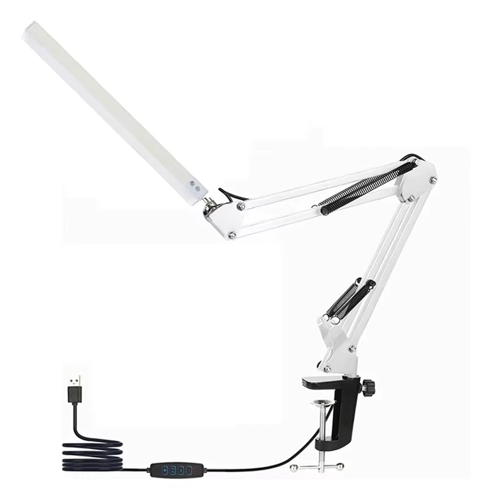 LED Schreibtischlampe mit Klemme & USB-Anschluss – Flexible, flimmerfreie Arbeitsplatzlampe mit 3 Lichtmodi und 10 Helligkeitsstufen. 360° drehbar, platzsparend befestigt und ideal für Homeoffice, Lesen, Nähen oder präzises Arbeiten am Schreibtisch.
