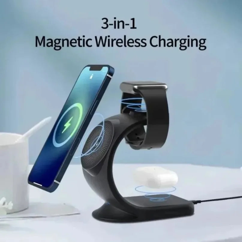 3-in-1 Magnetische Wireless-Ladestation – Schnellladegerät für iPhone, iWatch & AirPods