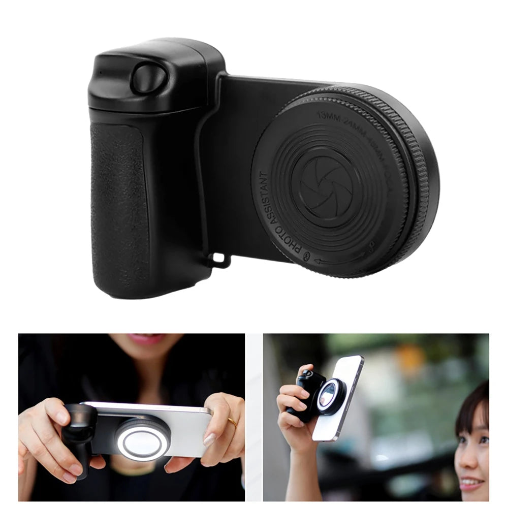 Smartphone Camera Shutter Grip – Wireless Bluetooth Selfie Handle mit Licht