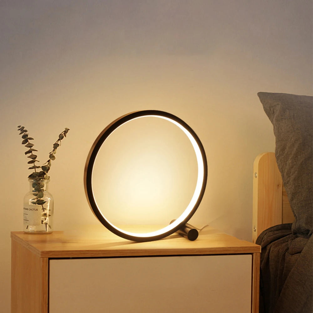 Runde LED Tischlampe 25 cm – Moderne dimmbare Nachttischlampe