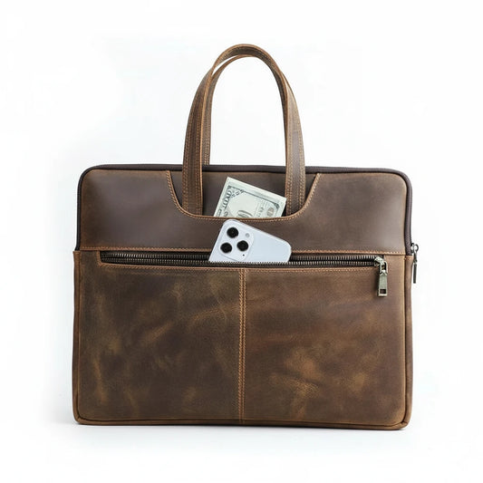Еchtes Leder Laptop-Aktentasche für Herren