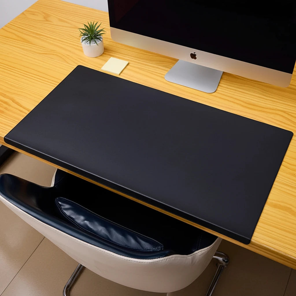 Große ergonomische Schreibtischunterlage mit integrierter Armauflage für mehr Komfort beim Arbeiten, Lernen oder Gaming. Die weiche Polsterung entlastet Handgelenke und Ellenbogen, während die große Fläche Platz für Laptop, Tastatur und Maus bietet. Strapazierfähiges PU-Material, rutschfeste Unterseite und faltbares Design machen sie praktisch, pflegeleicht und ideal für Homeoffice oder Büro.