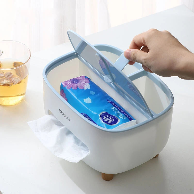 Moderne Taschentuchbox mit integriertem Organizer für mehr Ordnung und Komfort im Büro, Homeoffice oder Zuhause. Das 2-in-1 Design bietet Platz für Taschentücher, Smartphone, Stifte, Kabel und kleine Accessoires. Wasserfest, pflegeleicht und mit minimalistischem Design – ideal für einen aufgeräumten Arbeitsplatz oder Wohnbereich.