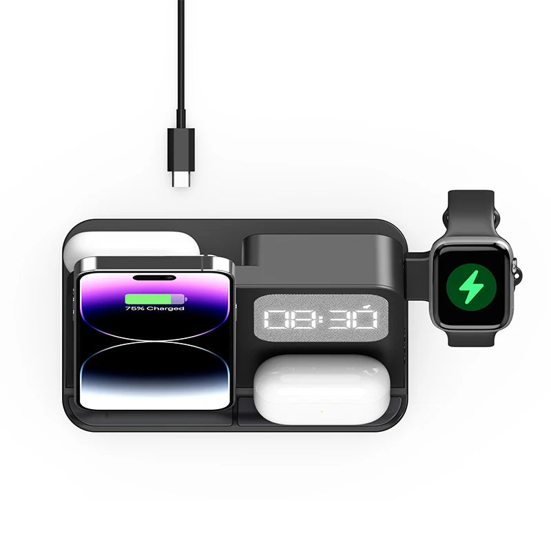 4-in-1 Wireless Charger mit Uhr