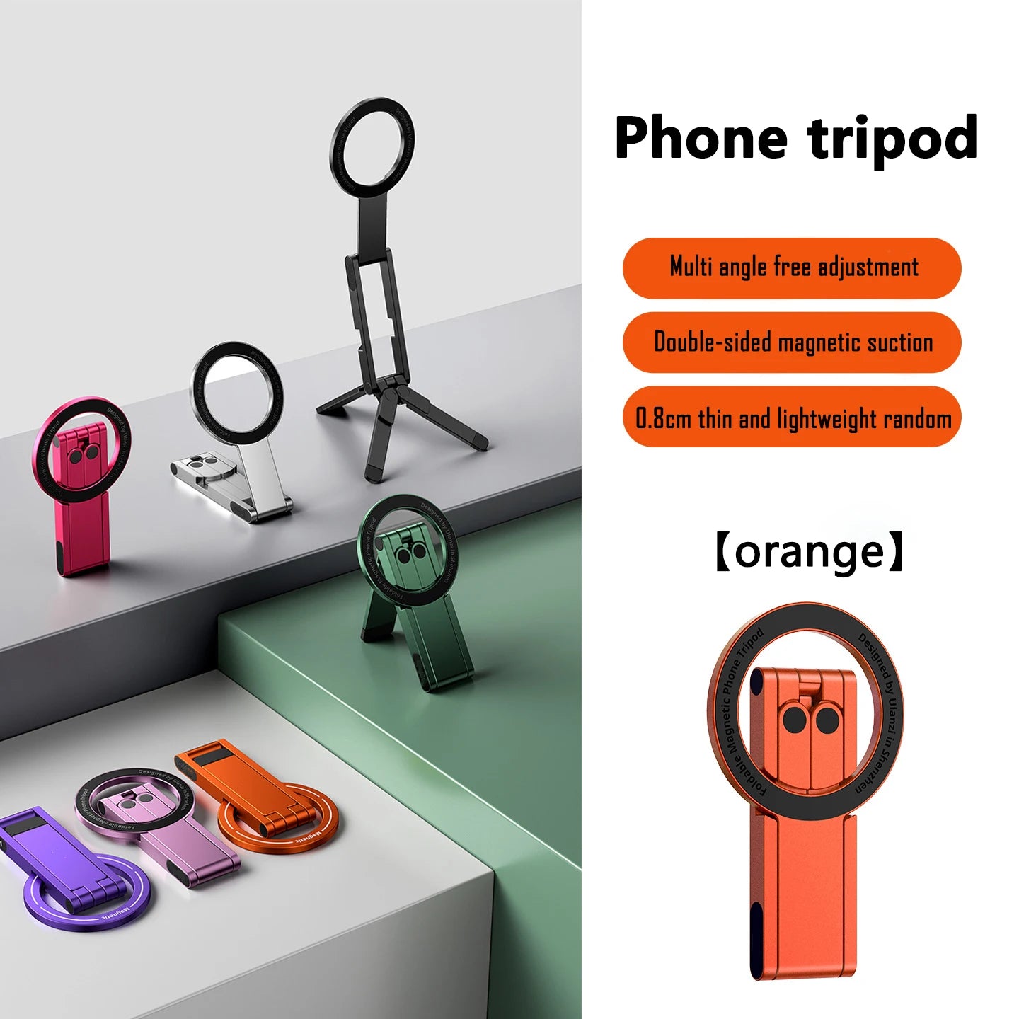 Smarter Home Office – Magnetischer Handyhalter für Büro, Home Office und unterwegs orange