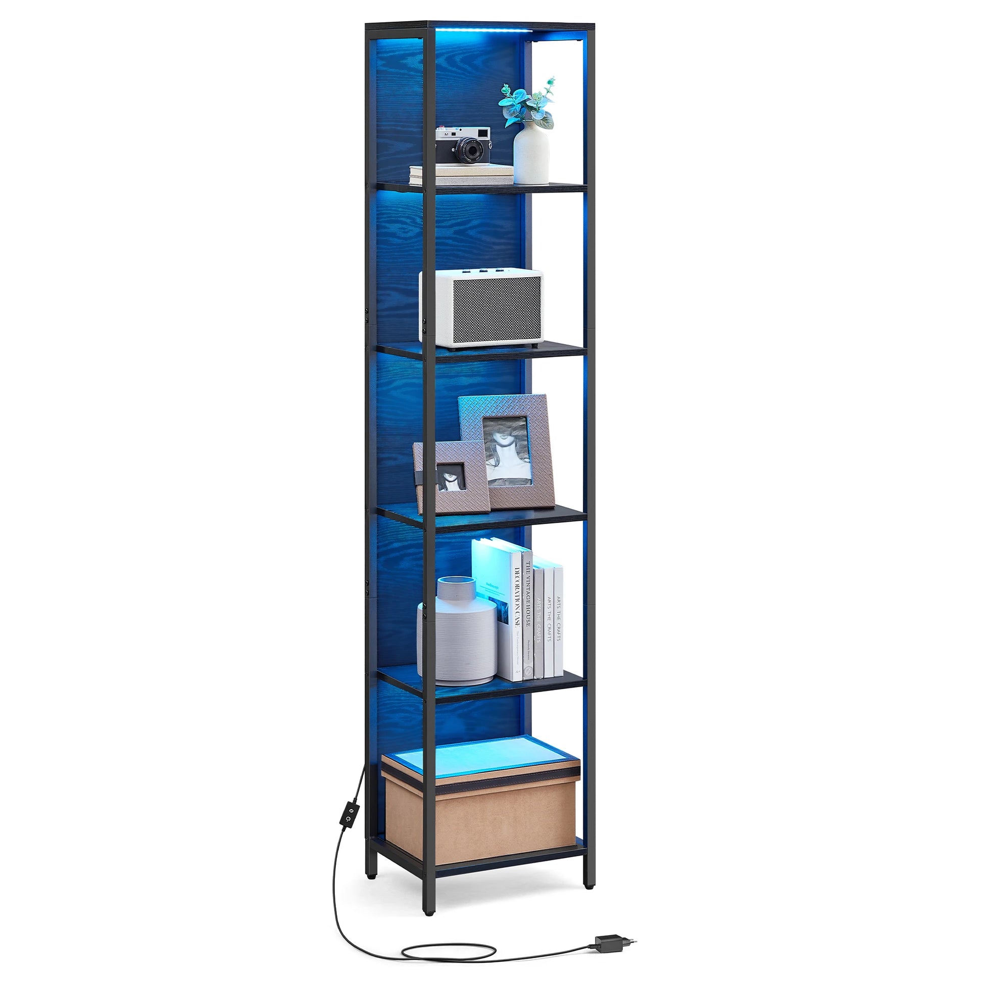 Vielseitiges Bücherregal mit LED-Beleuchtung für Wohnzimmer, Schlafzimmer, Küche oder Büro. Mit individuell einstellbaren LED-Farben, stabilem Stahlrahmen und kratzfesten Regalböden bietet es viel Stauraum auf kompaktem Raum. Modern, langlebig und einfach zu montieren.
