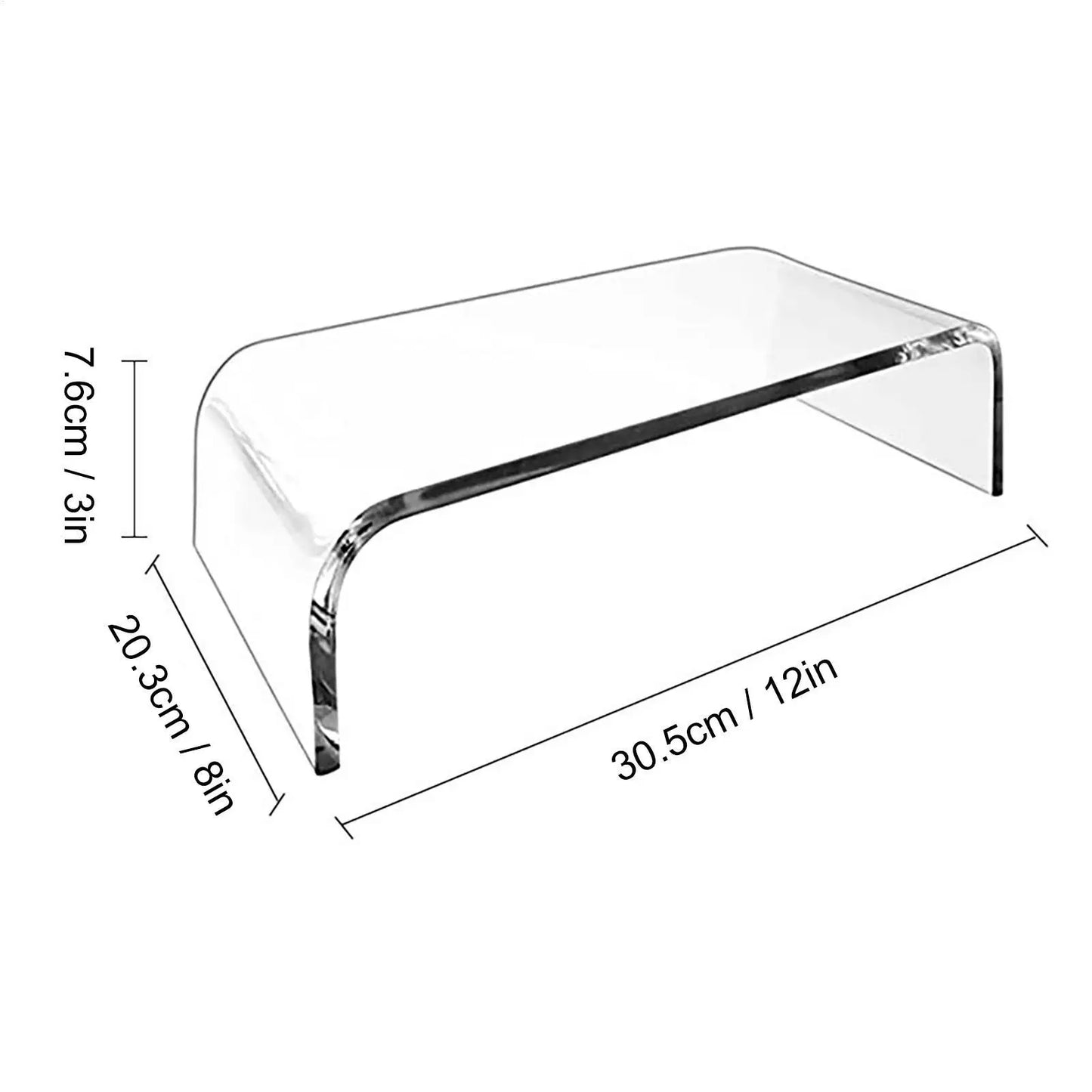 Moderner Monitorständer aus transparentem Acryl für eine ergonomische Bildschirmhöhe und einen aufgeräumten Arbeitsplatz im Homeoffice oder Büro. Das stabile, belastbare Material trägt sicher Monitor oder Laptop, während der erhöhte Stand eine bessere Haltung unterstützt und zusätzlichen Stauraum unter dem Ständer für Zubehör schafft. Pflegeleicht, rutschfest und mit minimalistischem Design für jedes Setup.