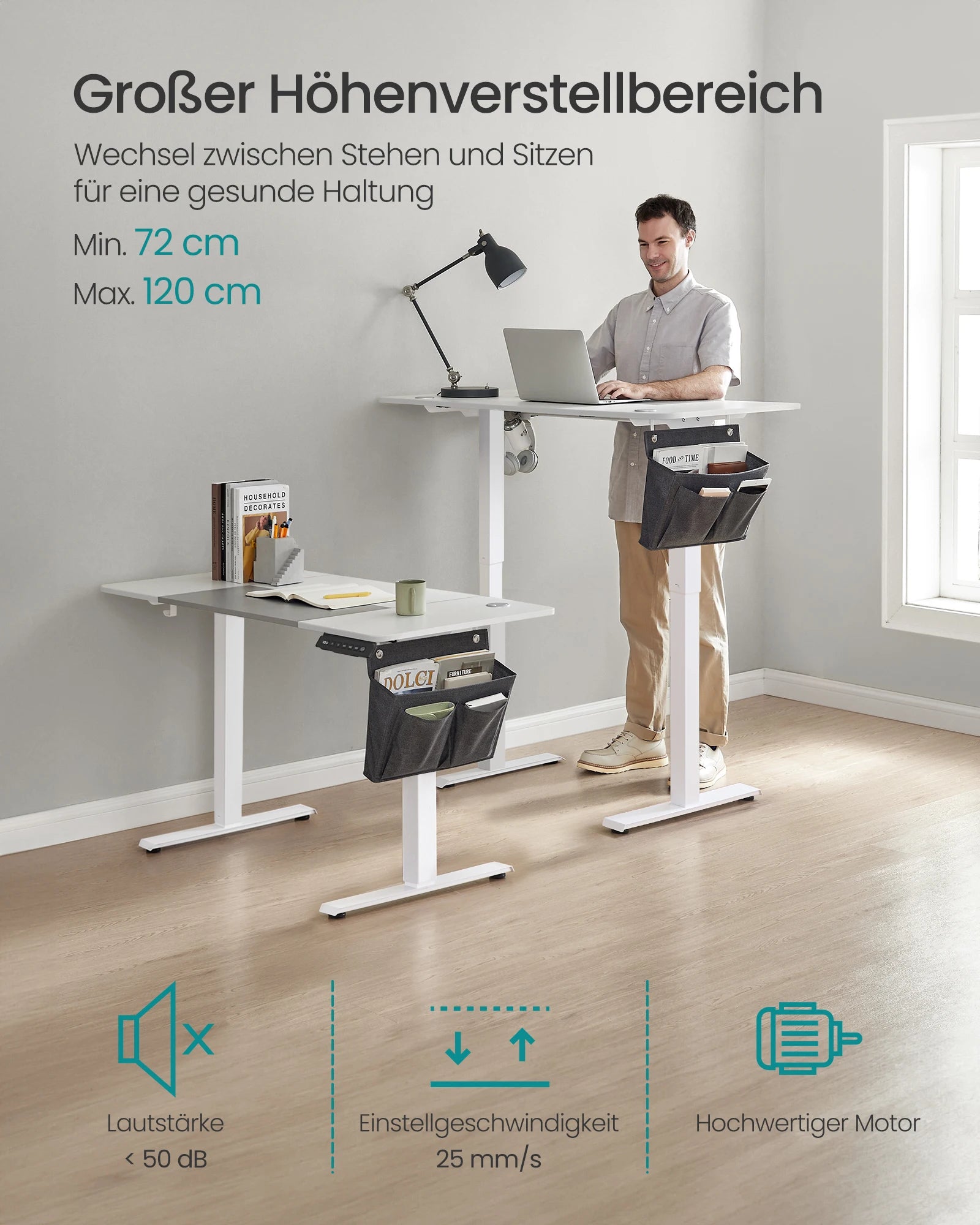 Höhenverstellbarer Schreibtisch elektrisch – mehr Komfort und Produktivität im Home Office
Dieser ergonomische Schreibtisch mit elektrischer Höhenverstellung sorgt für flexibles Arbeiten im Sitzen und Stehen. Dank stabiler Bauweise, leisem Motor und Speicherfunktionen passt er sich perfekt deinem Arbeitsalltag an. Ideal für ein modernes, gesundes und produktives Home Office.