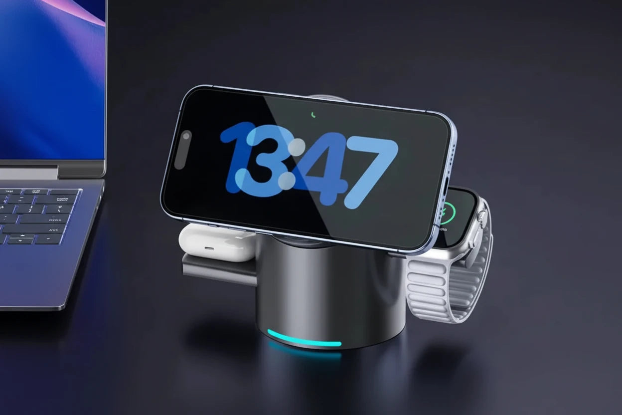 Qi2 3-in-1 Magnetisches Wireless Ladegerät – Schnelles Laden 15W für iPhone, Apple Watch & AirPods
