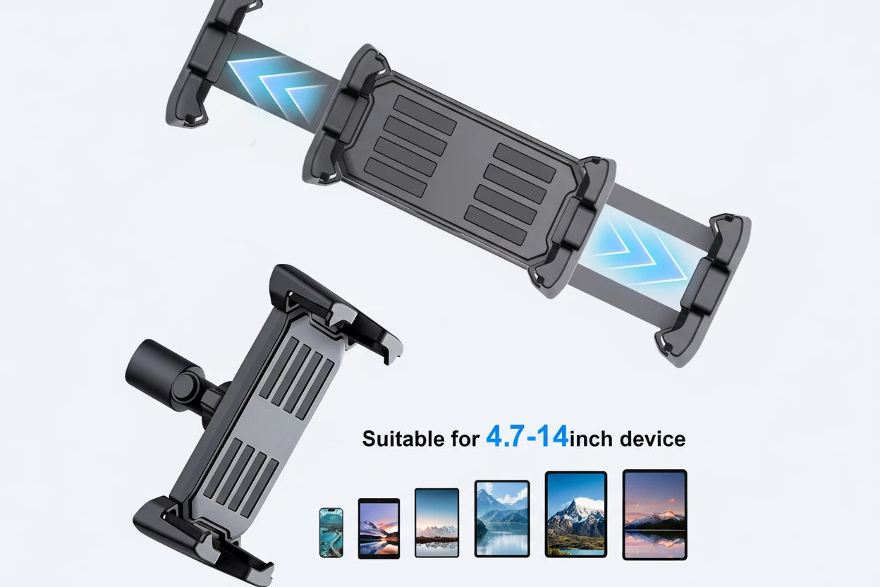 Tablet-Halter mit extra langem 80 cm Schwenkarm für flexible, freihändige Nutzung im Bett oder am Schreibtisch. Universell kompatibel (4–13 Zoll), stabiler Clip-Halt und individuell verstellbarer Winkel – ideal für Streaming, Lesen oder Videoanrufe.