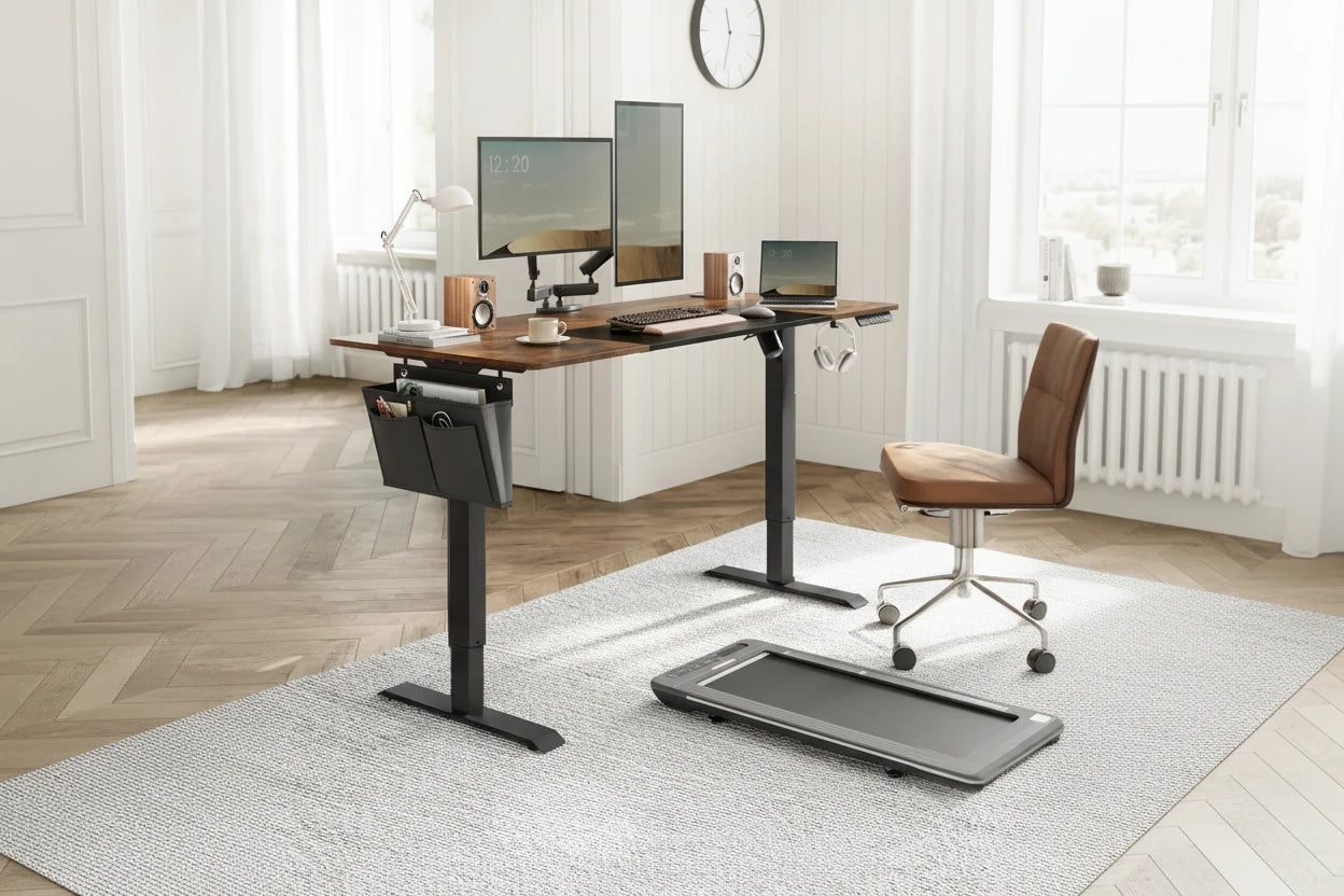 Elektrischer höhenverstellbarer Schreibtisch – mehr Platz und Komfort im Home Office
Dieser große, ergonomische Schreibtisch ermöglicht dir den einfachen Wechsel zwischen Sitzen und Stehen. Dank robuster Bauweise, leisem Motor und integrierten Organisationslösungen ist er ideal für ein modernes, produktives Home Office mit viel Arbeitsfläche