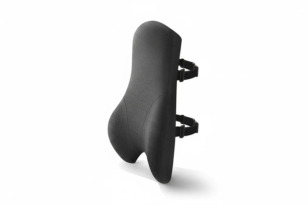 Ergonomisches Lendenstützkissen für Bürostühle, Sessel oder Relaxstühle. Unterstützt die Wirbelsäule, verbessert die Sitzhaltung und sorgt dank atmungsaktivem, abnehmbarem Bezug für komfortables, hygienisches Sitzen