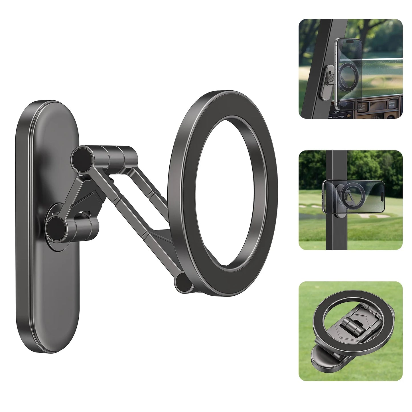 Magnetische Smartphone-Halterung fürs Auto mit 360° Rotation und 20 starken N52-Magneten für sicheren Halt während der Fahrt. MagSafe-kompatibel, faltbar und aus robuster Aluminiumlegierung – ideal für Navigation, Musik und Anrufe im Auto