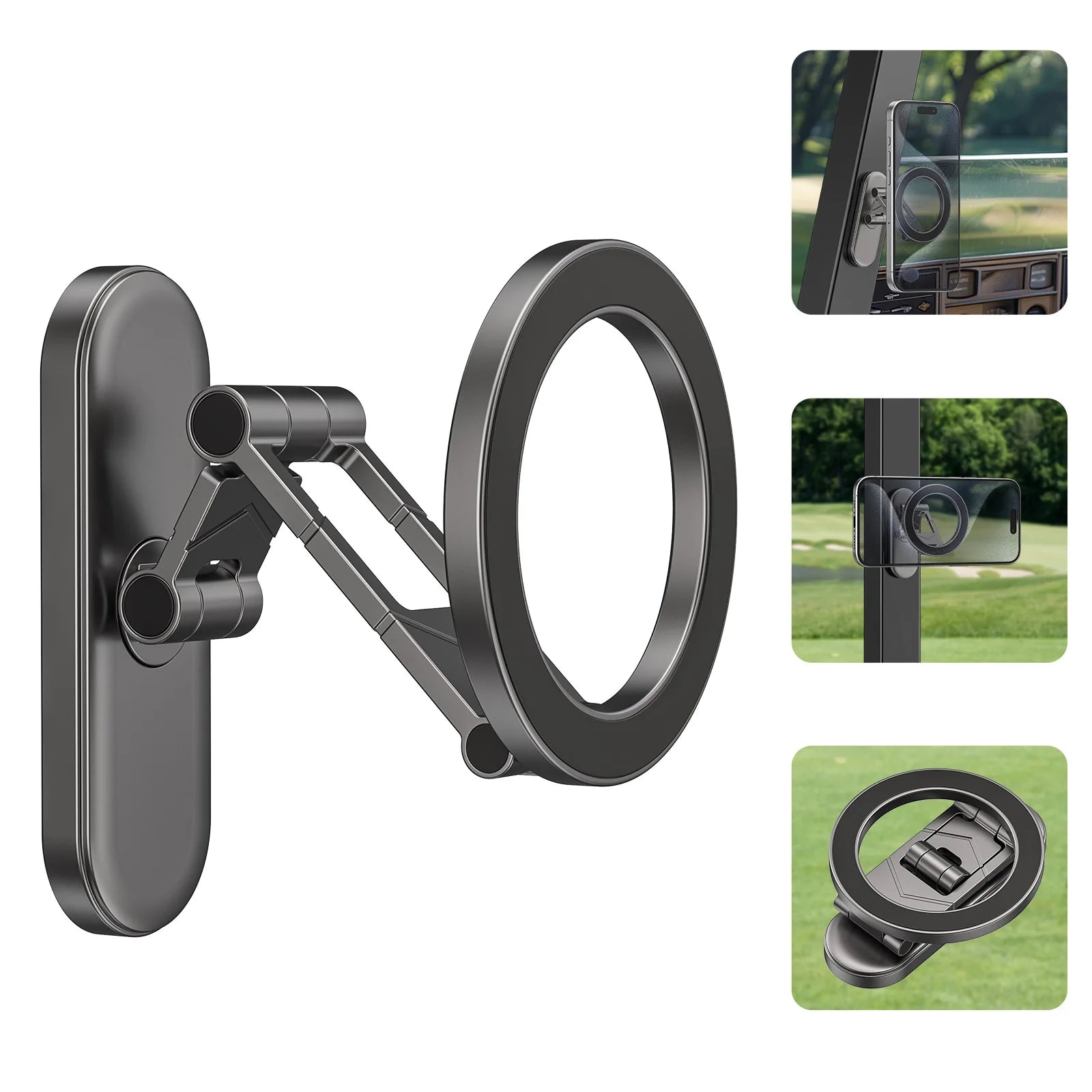 Magnetische Smartphone-Halterung fürs Auto mit 360° Rotation und 20 starken N52-Magneten für sicheren Halt während der Fahrt. MagSafe-kompatibel, faltbar und aus robuster Aluminiumlegierung – ideal für Navigation, Musik und Anrufe im Auto