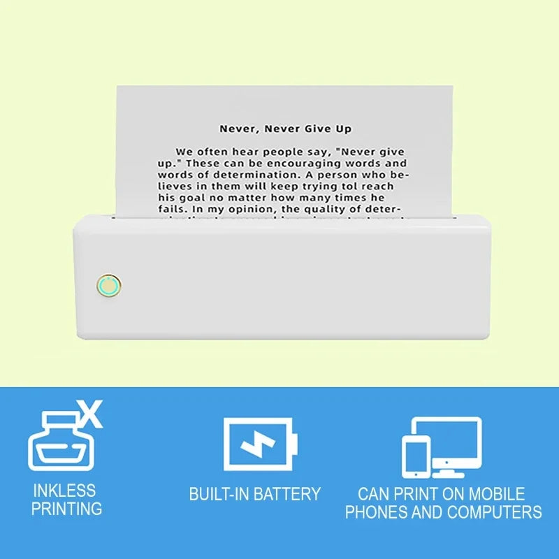 Tragbarer A4 Thermodrucker mit Bluetooth – kabelloses Drucken ohne Tinte