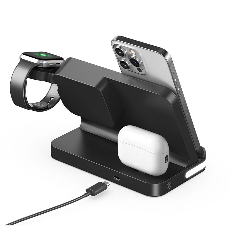 4-in-1 Wireless Charger mit Uhr