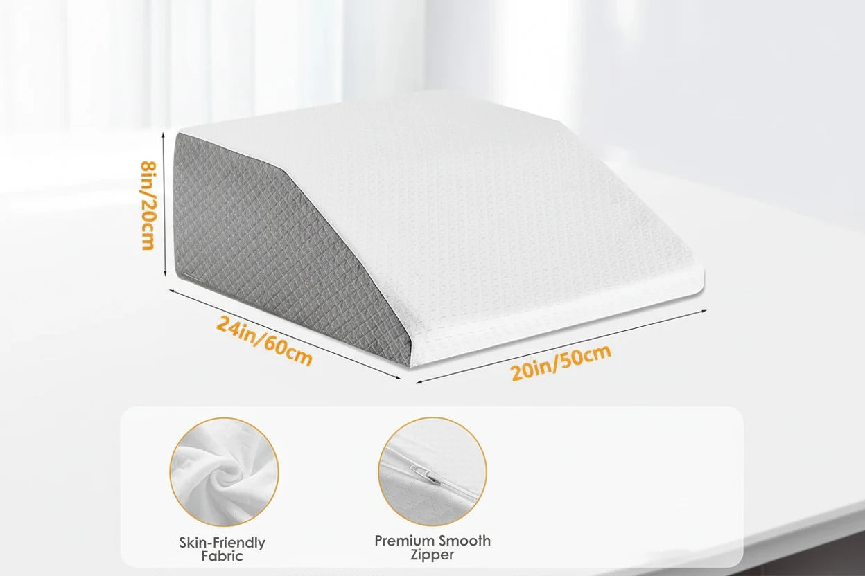 Ergonomisches Beinkissen aus Memory Foam zur komfortablen Hochlagerung der Beine beim Schlafen oder Entspannen. Unterstützt eine natürliche Liegeposition, entlastet Beine und Hüfte und sorgt für mehr Komfort bei Rücken- und Seitenschläfern.