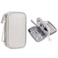 Kabel Organizer Tasche im Home Office auf dem Schreibtisch grau