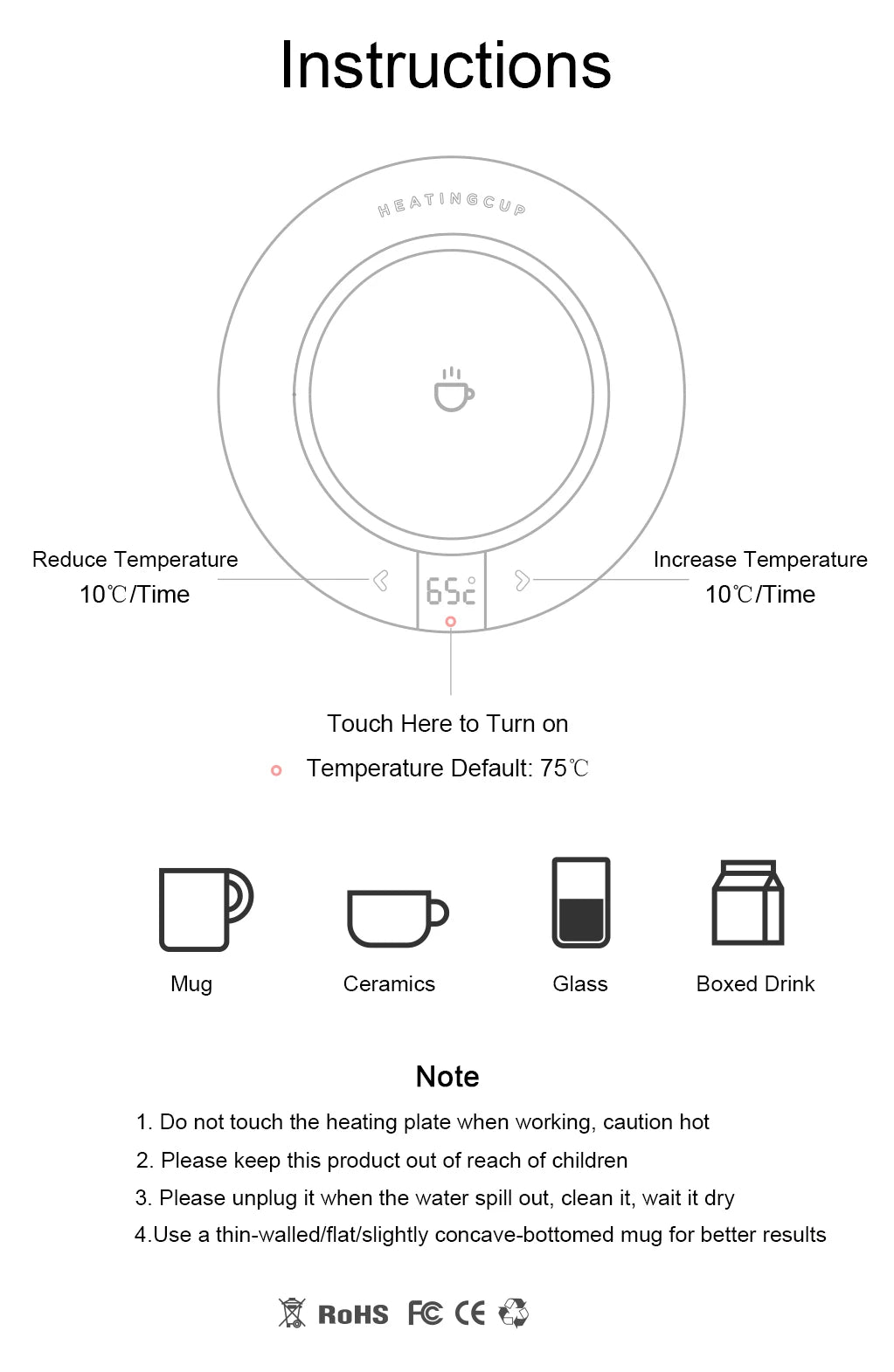 Elektrischer Kaffeetassenwärmer mit 3 Temperaturstufen