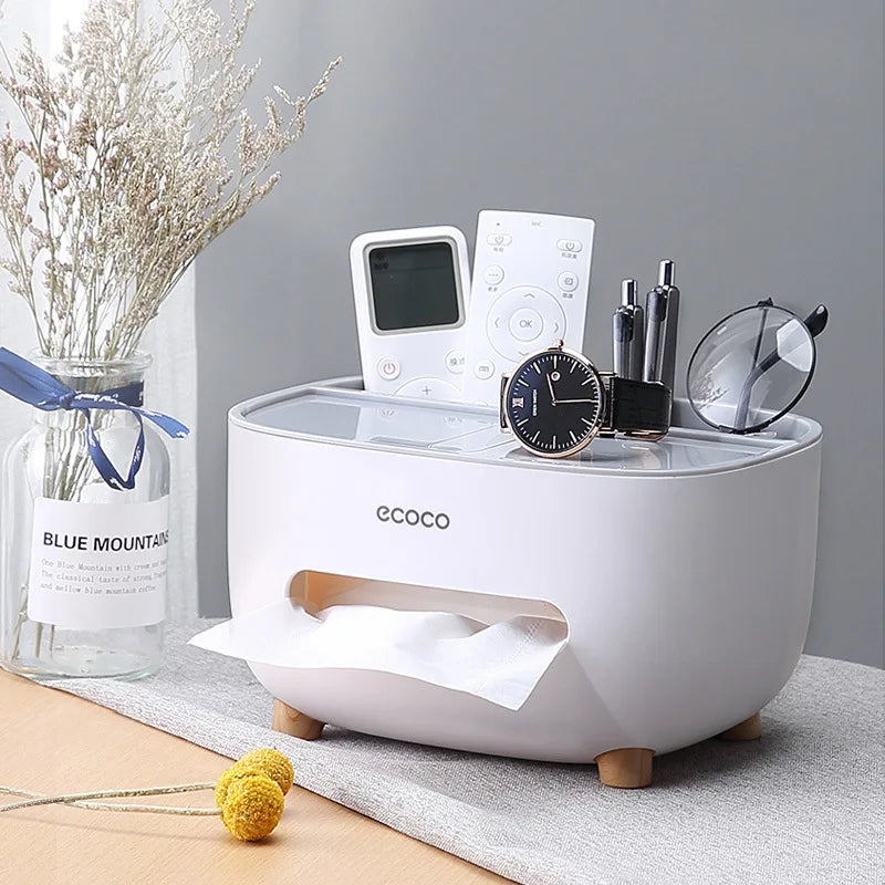 Moderne Taschentuchbox mit integriertem Organizer für mehr Ordnung und Komfort im Büro, Homeoffice oder Zuhause. Das 2-in-1 Design bietet Platz für Taschentücher, Smartphone, Stifte, Kabel und kleine Accessoires. Wasserfest, pflegeleicht und mit minimalistischem Design – ideal für einen aufgeräumten Arbeitsplatz oder Wohnbereich.
