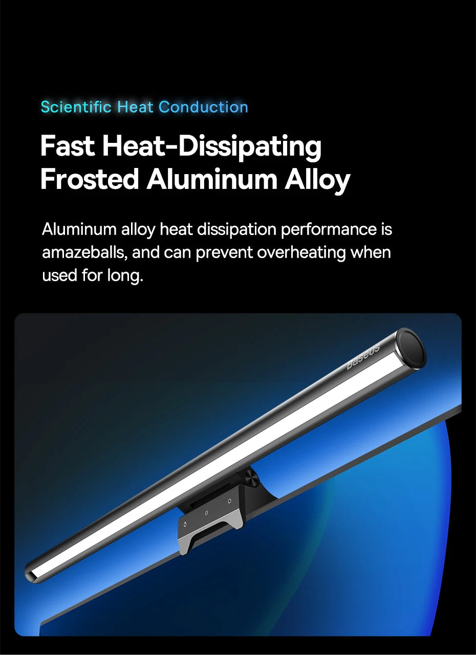 Baseus USB-Bildschirmlampe – Blendfreies, dimmbares Licht – Einstellbare Helligkeit und Farbtemperatur für augenschonendes Arbeiten am Schreibtisch, Monitor oder Laptop. Kein Flackern, keine Reflexionen, sanfte Hintergrundbeleuchtung – ideal für Büro, Homeoffice oder Gaming.